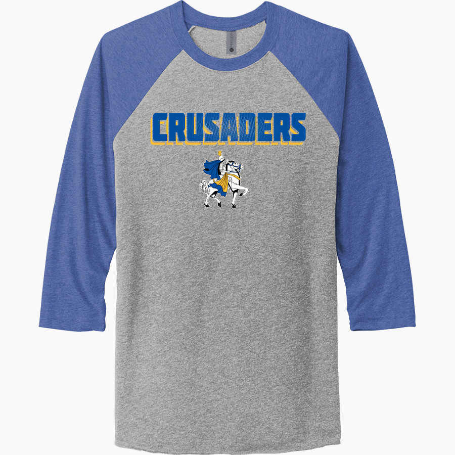 Central Wisconsin Christian Crusaders Online Store Next Level Unisex Tri-Blend 3/4-Sleeve Raglan T-Shirt