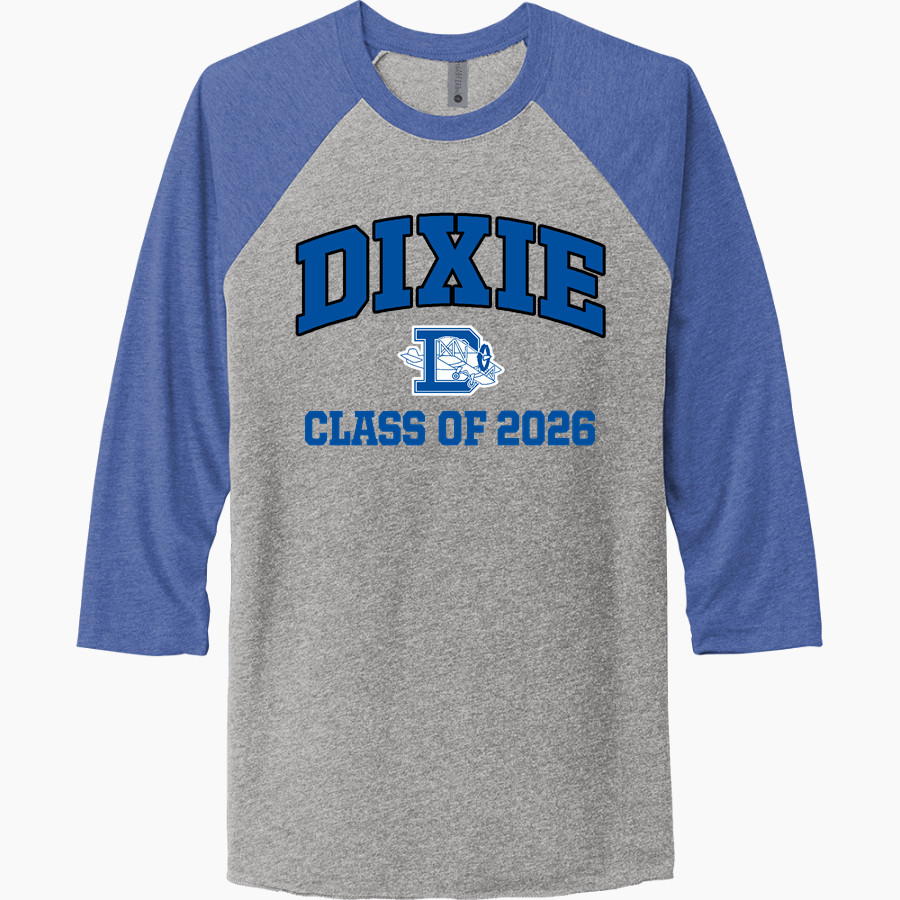 DIXIE HIGH SCHOOL FLYERS Next Level Unisex Tri-Blend 3/4-Sleeve Raglan T-Shirt