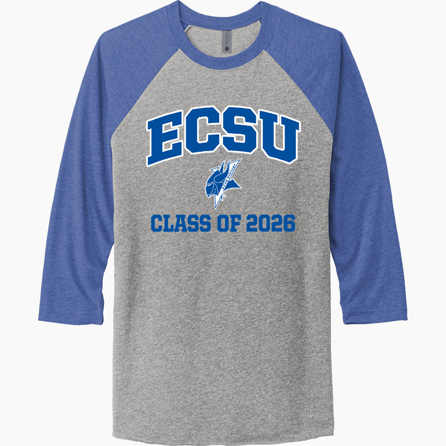 ECSU Vikings <span class="pdp-name-mascot">ECSU</span> Next Level Unisex Tri-Blend 3/4-Sleeve Raglan T-Shirt
