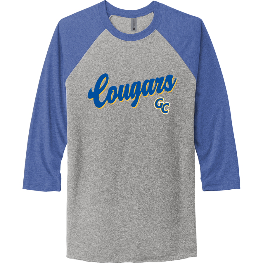 Greenfield Central Cougars Online Store <span class="pdp-name-mascot">Greenfield-Central Cougars</span> Next Level Apparel Unisex Tri-Blend 3/4-Sleeve Raglan T-Shirt