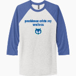 PCRHS Wolves Official Sideline Store <span class="pdp-name-mascot">PROVIDENCE CRISTO REY WOLVES</span> Next Level Unisex Tri-Blend 3/4-Sleeve Raglan T-Shirt Front Thumbnail