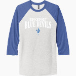 BROCKPORT BLUE DEVILS The Official Online Store <span class="pdp-name-mascot">BROCKPORT BLUE DEVILS</span> Next Level Unisex Tri-Blend 3/4-Sleeve Raglan T-Shirt Front Thumbnail