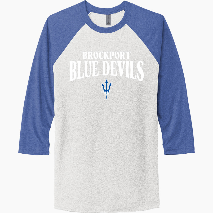 BROCKPORT BLUE DEVILS The Official Online Store <span class="pdp-name-mascot">BROCKPORT BLUE DEVILS</span> Next Level Unisex Tri-Blend 3/4-Sleeve Raglan T-Shirt