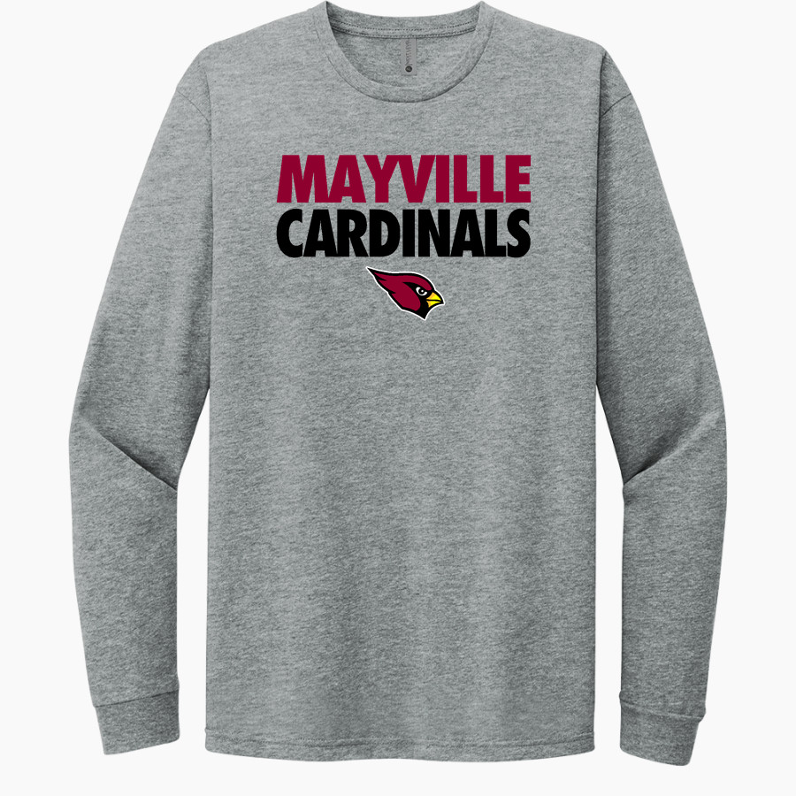 MAYVILLE HIGH SCHOOL CARDINALS Next Level Apparel CVC Unisex Long Sleeve Tee