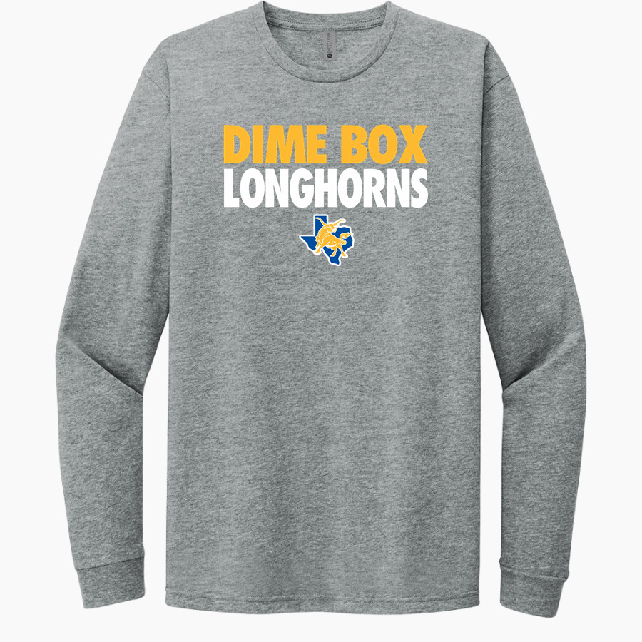 DIME BOX HIGH SCHOOL LONGHORNS <span class="pdp-name-mascot">DIME BOX LONGHORNS</span> Next Level Apparel CVC Unisex Long Sleeve Tee