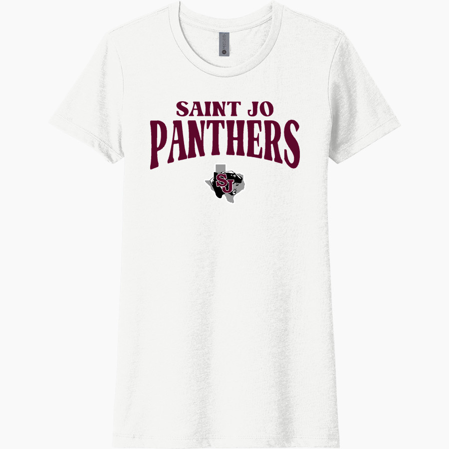 SAINT JO HIGH SCHOOL PANTHERS <span class="pdp-name-mascot">SAINT JO PANTHERS</span> Next Level Women's CVC Tee