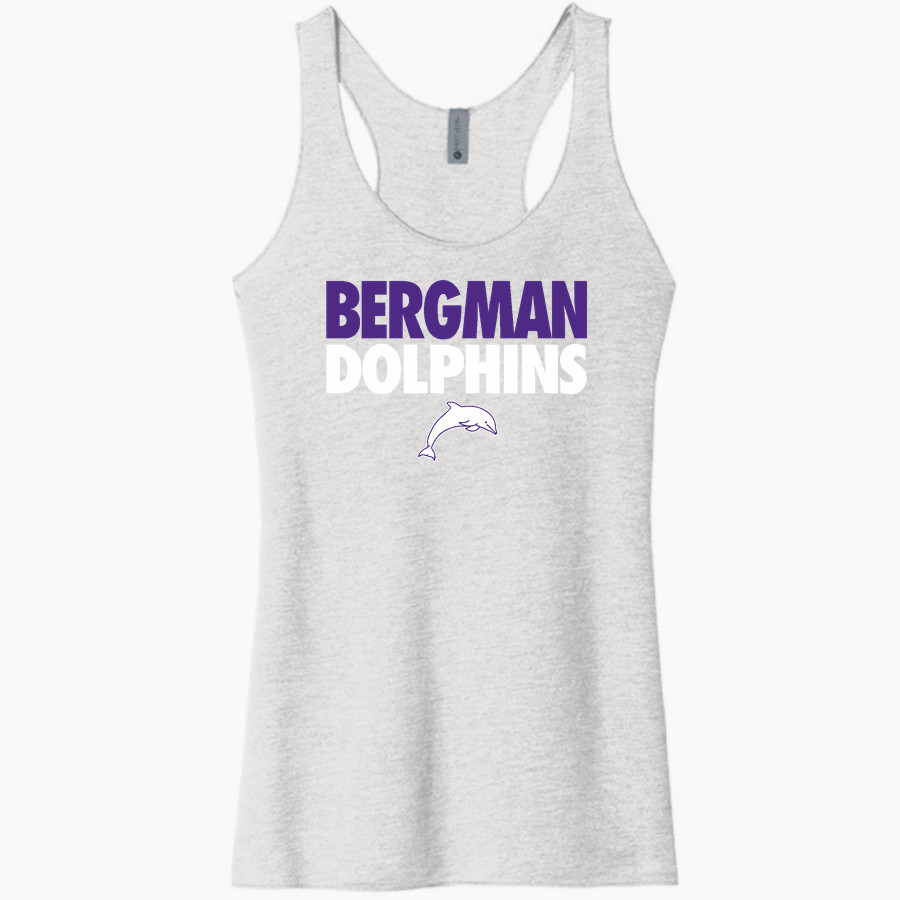 Bergman Dolphins <span class="pdp-name-mascot">Frank V. Bergman Elementary Dolphins</span> Next Level Apparel Women's Tri-Blend Racerback Tank
