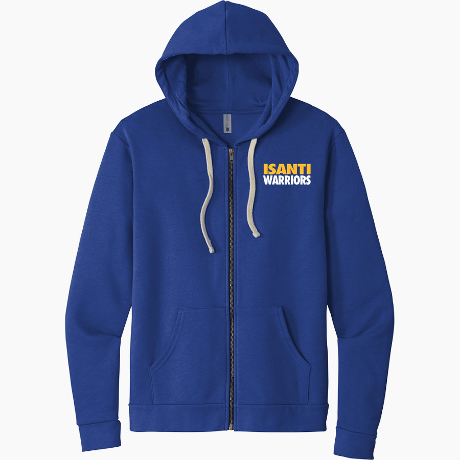 ISANTI HIGH SCHOOL WARRIORS Next Level Apparel Unisex Santa Cruz Zip Hoodie