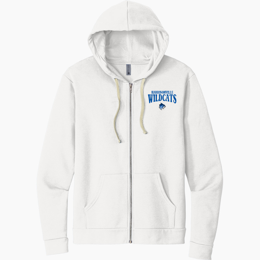 HARRISONVILLE HIGH SCHOOL WILDCATS Next Level Apparel Unisex Santa Cruz Zip Hoodie