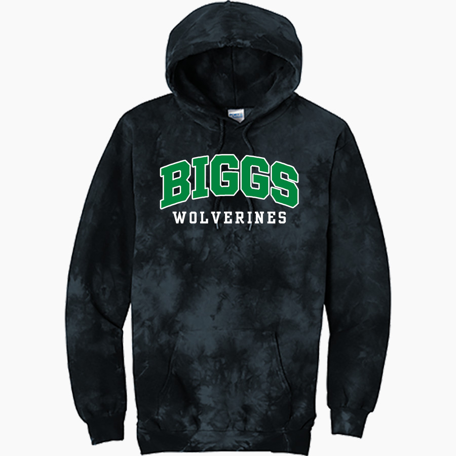BIGGS HIGH SCHOOL WOLVERINES <span class="pdp-name-mascot">BIGGS WOLVERINES</span> Port & Company Men's Crystal Tie-Dye Pullover Hoodie