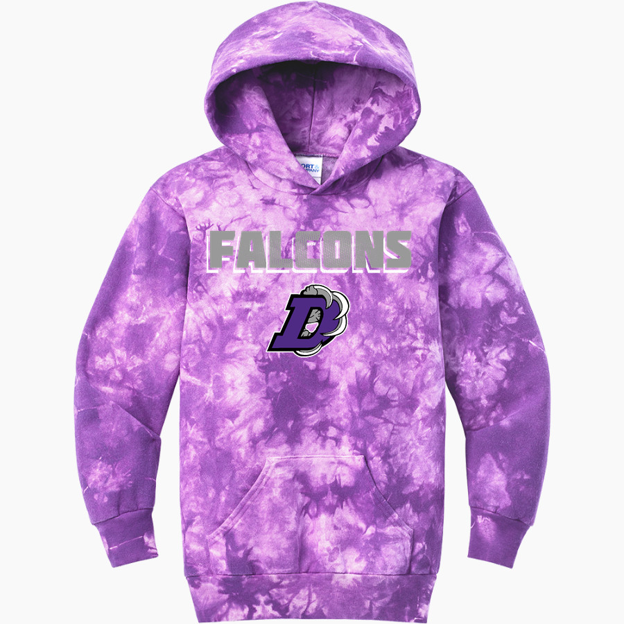 DARLINGTON HIGH SCHOOL FALCONS Port & Company Youth Crystal Tie-Dye Pullover Hoodie