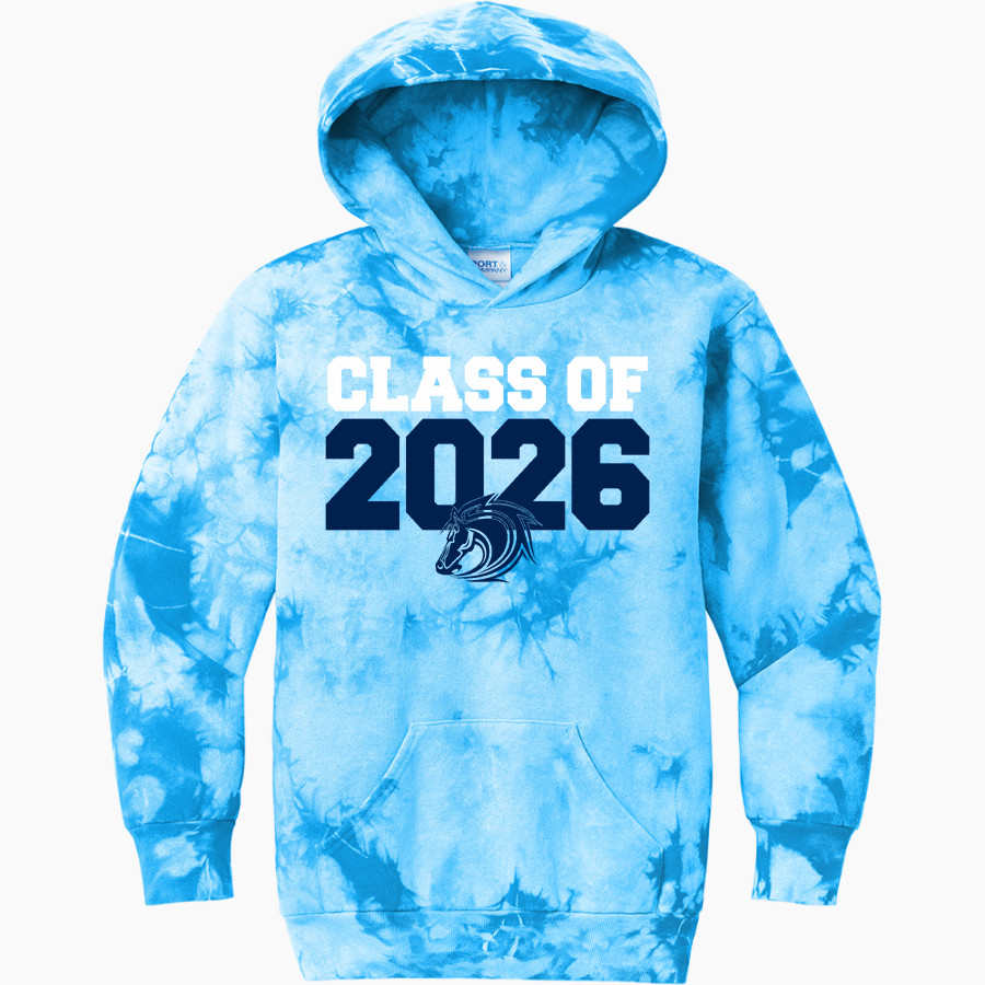 Godley Station Stallions Port & Company Youth Crystal Tie-Dye Pullover Hoodie