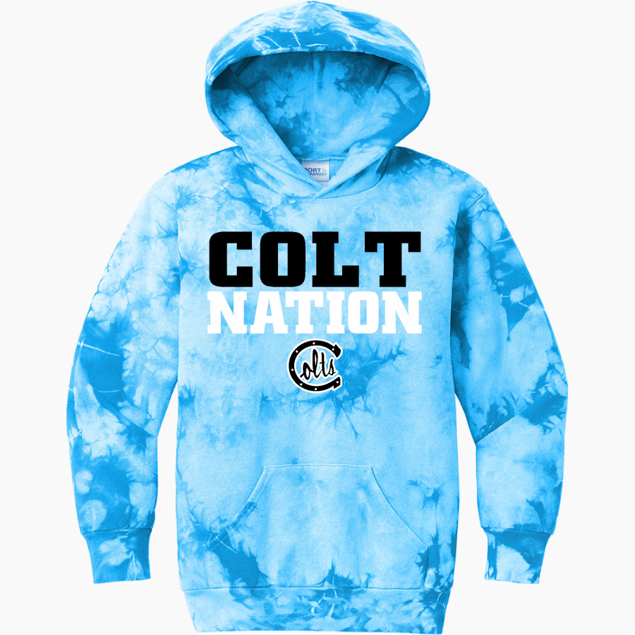 Carson Colts Port & Company Youth Crystal Tie-Dye Pullover Hoodie
