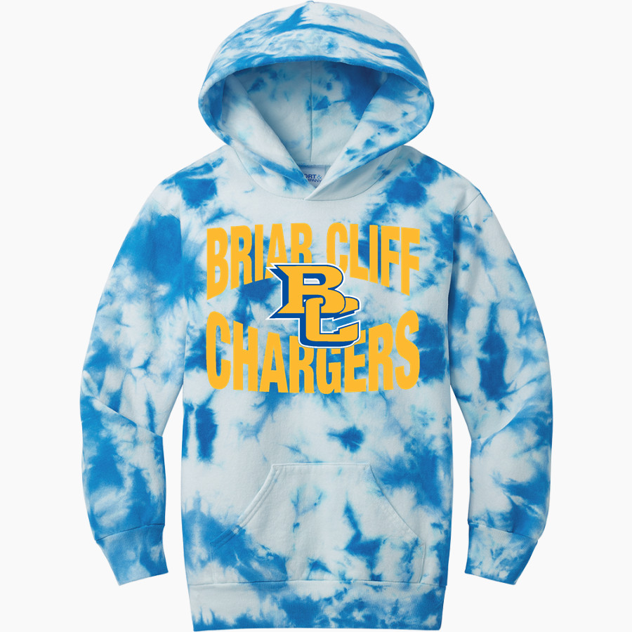 BRIAR CLIFF Chargers <span class="pdp-name-mascot">BRIAR CLIFF Chargers</span> Port & Company Youth Crystal Tie-Dye Pullover Hoodie