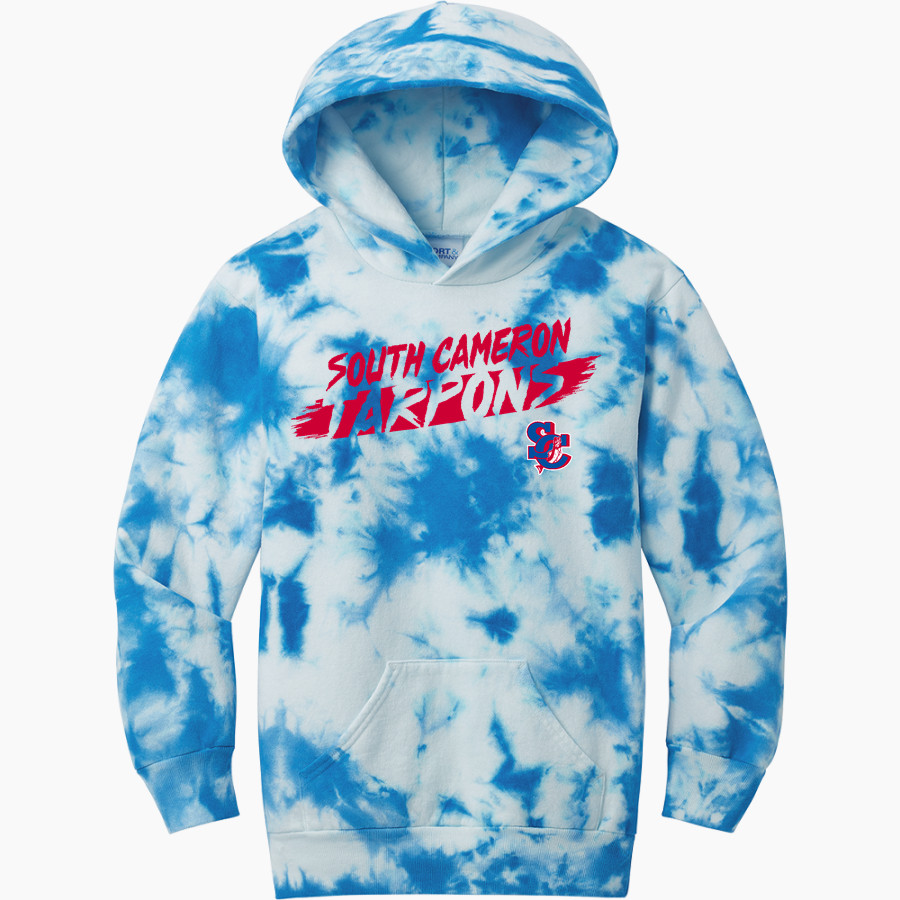 SOUTH CAMERON HIGH SCHOOL TARPONS Port & Company Youth Crystal Tie-Dye Pullover Hoodie