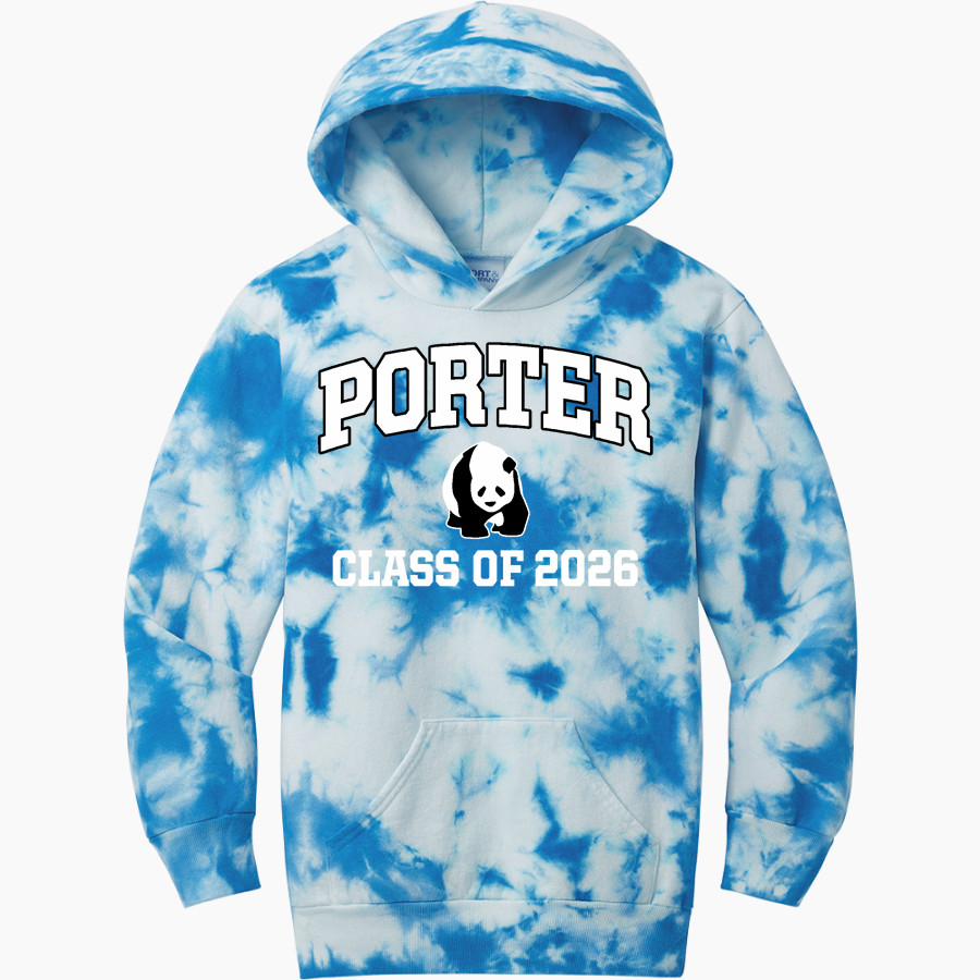 Porter Pandas official sideline store <span class="pdp-name-mascot">Porter Elementary School Pandas</span> Port & Company Youth Crystal Tie-Dye Pullover Hoodie