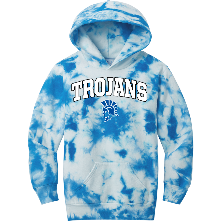 PLAINWELL HIGH SCHOOL TROJANS <span class="pdp-name-mascot">PLAINWELL TROJANS</span> Port & Company Youth Crystal Tie-Dye Pullover Hoodie