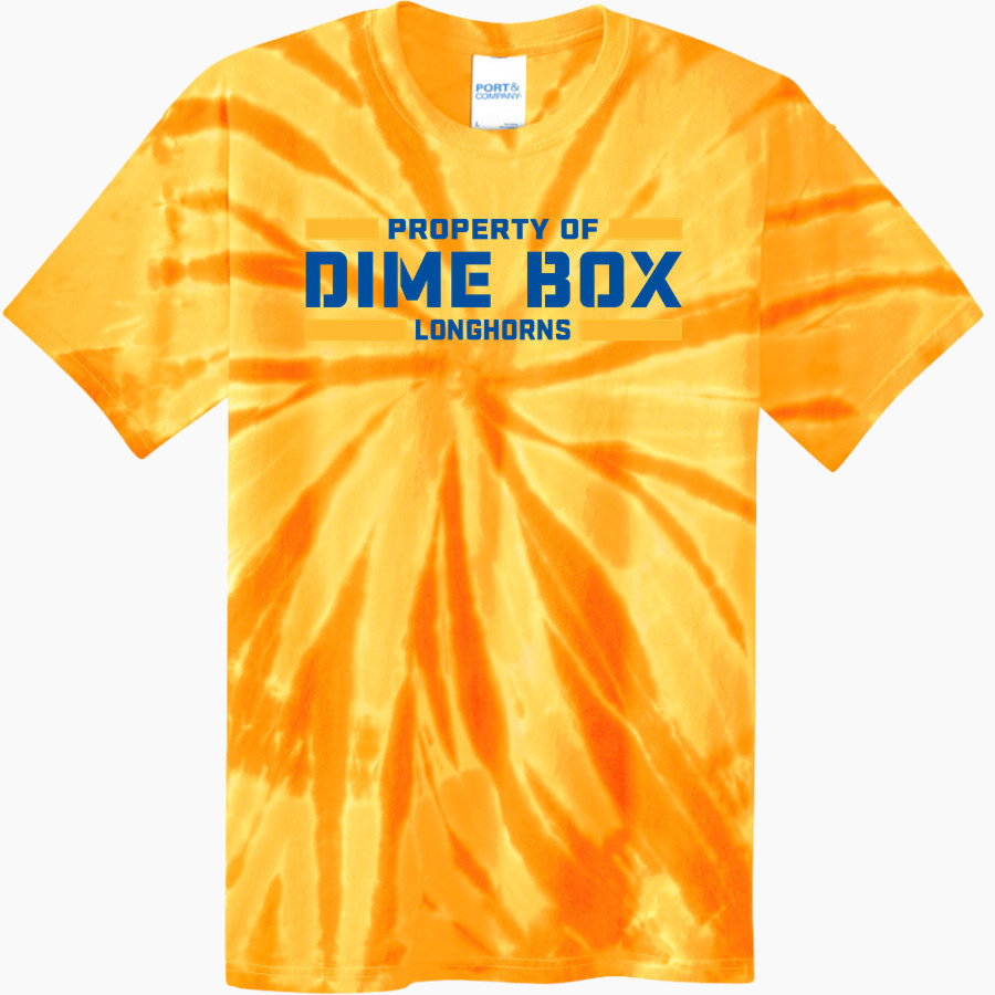 DIME BOX HIGH SCHOOL LONGHORNS <span class="pdp-name-mascot">DIME BOX LONGHORNS</span> Port & Company Youth Tie-Dye Tee
