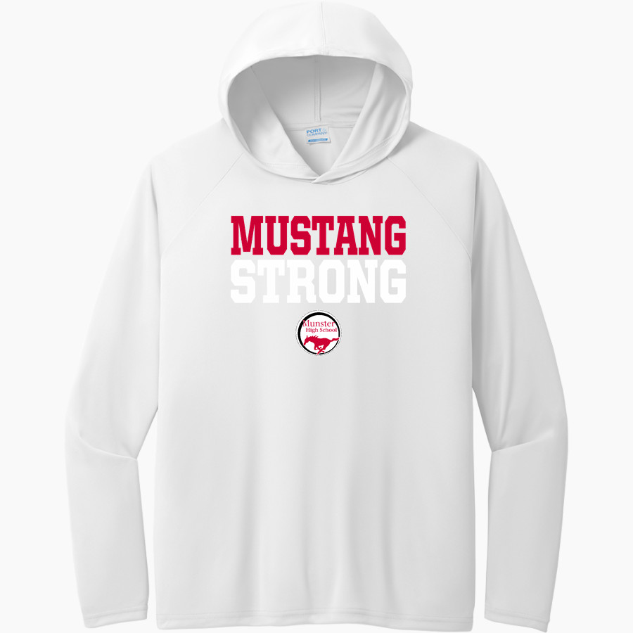 MUNSTER HIGH SCHOOL MUSTANGS <span class="pdp-name-mascot">MUNSTER MUSTANGS</span> Port & Company Men's Performance Pullover Hooded Tee