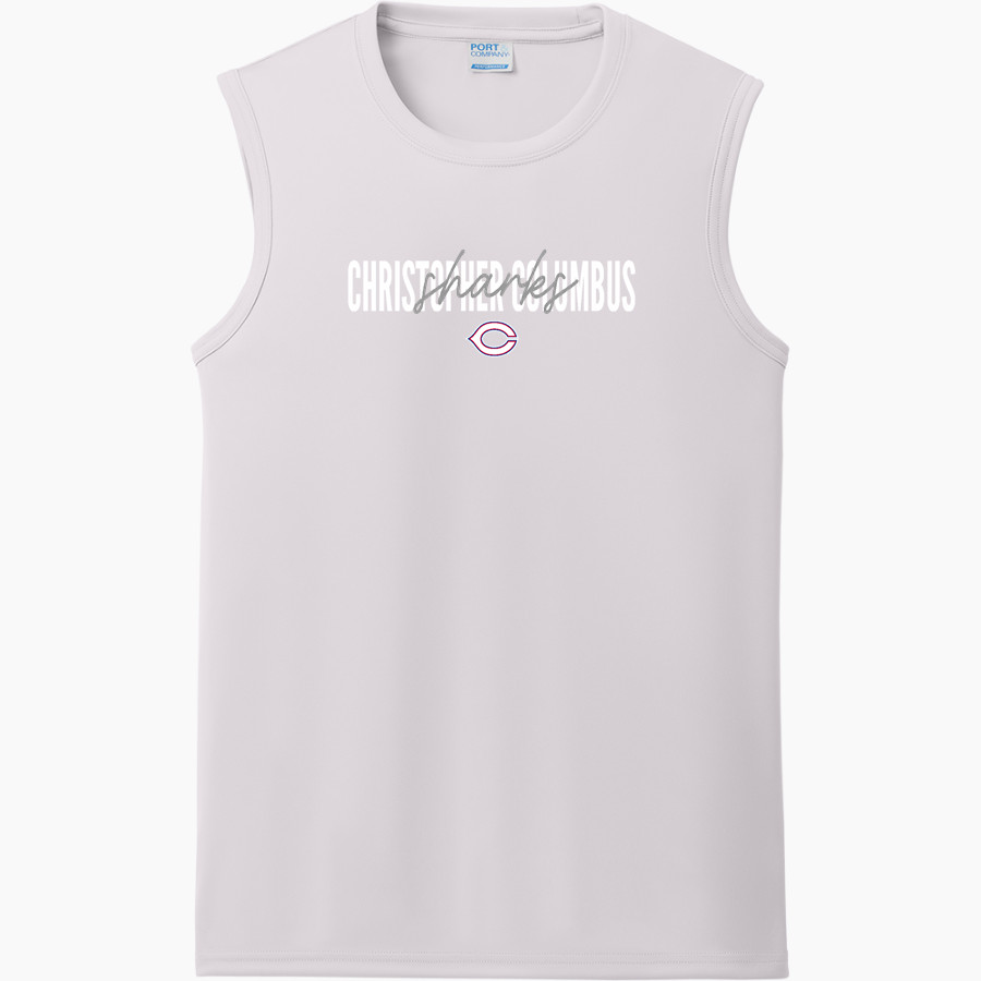 CHRISTOPHER COLUMBUS HIGH SCHOOL SHARKS <span class="pdp-name-mascot">CHRISTOPHER COLUMBUS SHARKS</span> Port & Company Men's Performance Sleeveless Tee