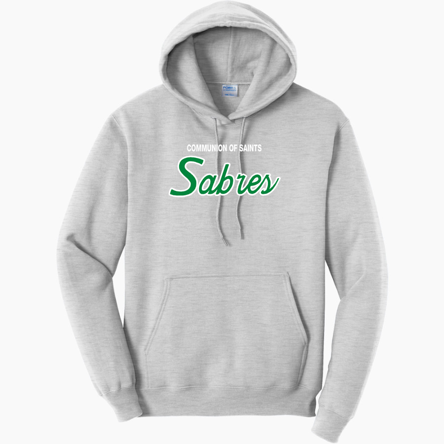 Communion of Saints School Sabres official sideline store Port & Company Men's Core Fleece Pullover Hooded Sweatshirt