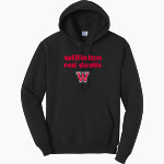 WILLISTON HIGH SCHOOL RED DEVILS Port & Company Men's Core Fleece Pullover Hooded Sweatshirt Front Thumbnail