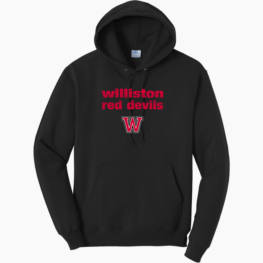 WILLISTON HIGH SCHOOL RED DEVILS Port & Company Men's Core Fleece Pullover Hooded Sweatshirt