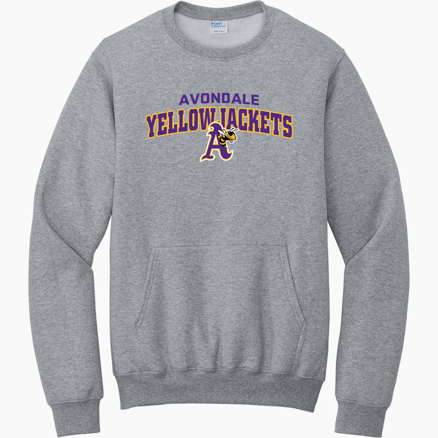 AVONDALE HIGH SCHOOL YELLOWJACKETS <span class="pdp-name-mascot">AVONDALE YELLOWJACKETS</span> Port & Company Men's Core Fleece Crewneck Pocket Sweatshirt