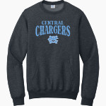 CENTRAL HIGH SCHOOL CHARGERS <span class="pdp-name-mascot">CHARGERS</span> Port & Company Men's Core Fleece Crewneck Pocket Sweatshirt Front Thumbnail