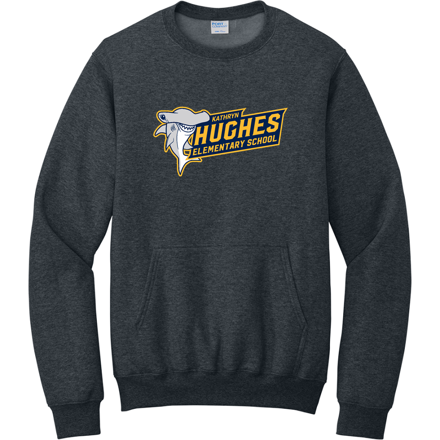 HUGHES Hammerheads <span class="pdp-name-mascot">HUGHES ELEMENTARY SCHOOL</span> Port & Company Men's Core Fleece Crewneck Pocket Sweatshirt