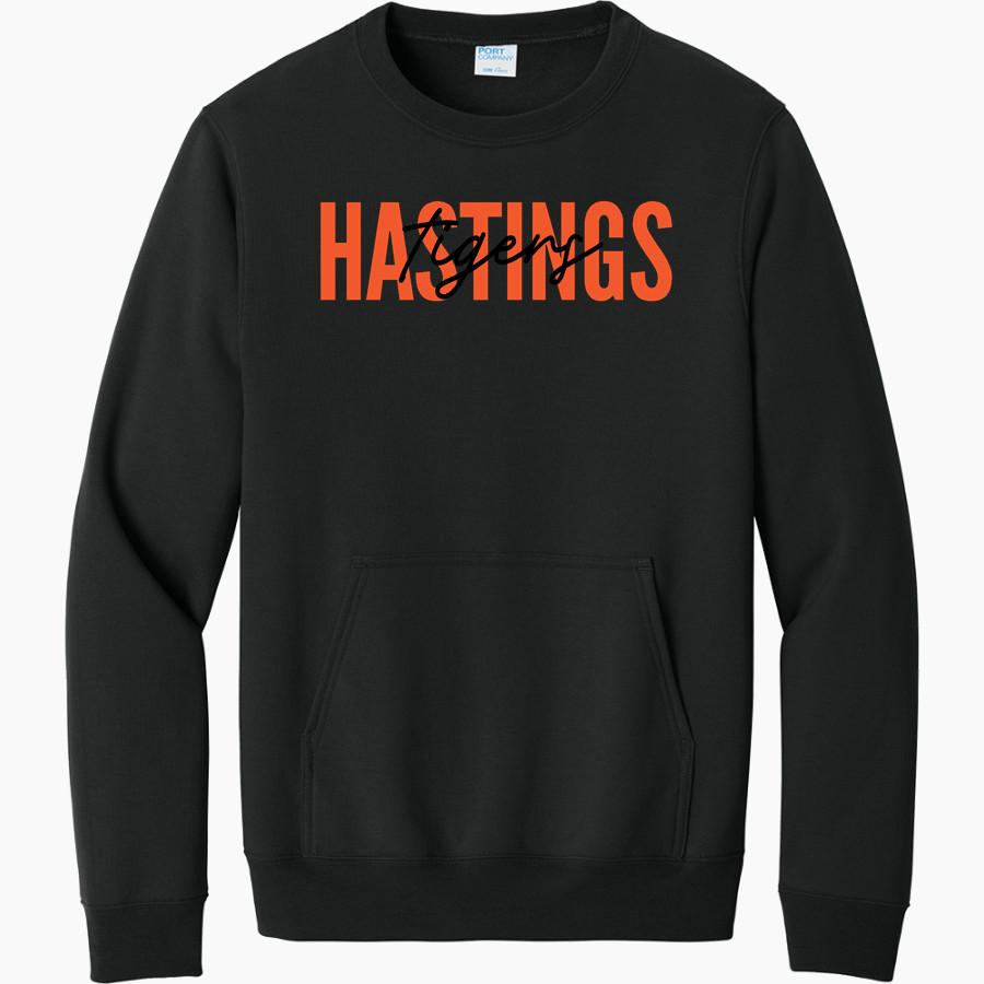 HASTINGS SENIOR HIGH SCHOOL TIGERS <span class="pdp-name-mascot">HASTINGS TIGERS</span> Port & Company Men's Core Fleece Crewneck Pocket Sweatshirt