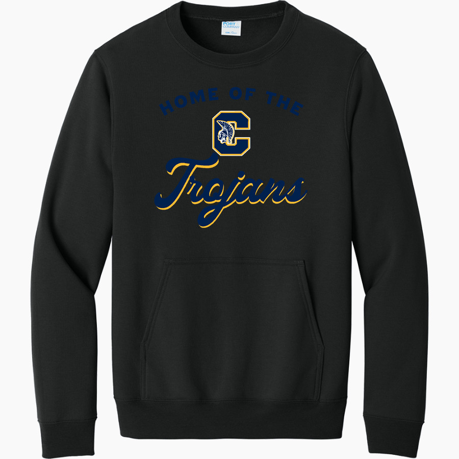 CLAWSON HIGH SCHOOL TROJANS Port & Company Men's Core Fleece Crewneck Pocket Sweatshirt