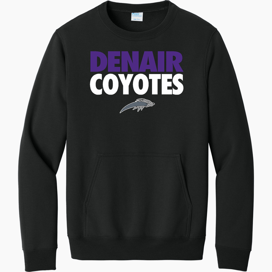 DENAIR HIGH SCHOOL COYOTES <span class="pdp-name-mascot">DENAIR COYOTES</span> Port & Company Men's Core Fleece Crewneck Pocket Sweatshirt