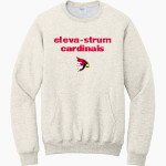 Eleva-Strum Cardinals Port & Company Men's Core Fleece Crewneck Pocket Sweatshirt Front Thumbnail