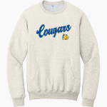 CULBRETH Cougars <span class="pdp-name-mascot">GREY CULBRETH MIDDLE SCHOOL Cougars</span> Port & Company Men's Core Fleece Crewneck Pocket Sweatshirt Front Thumbnail