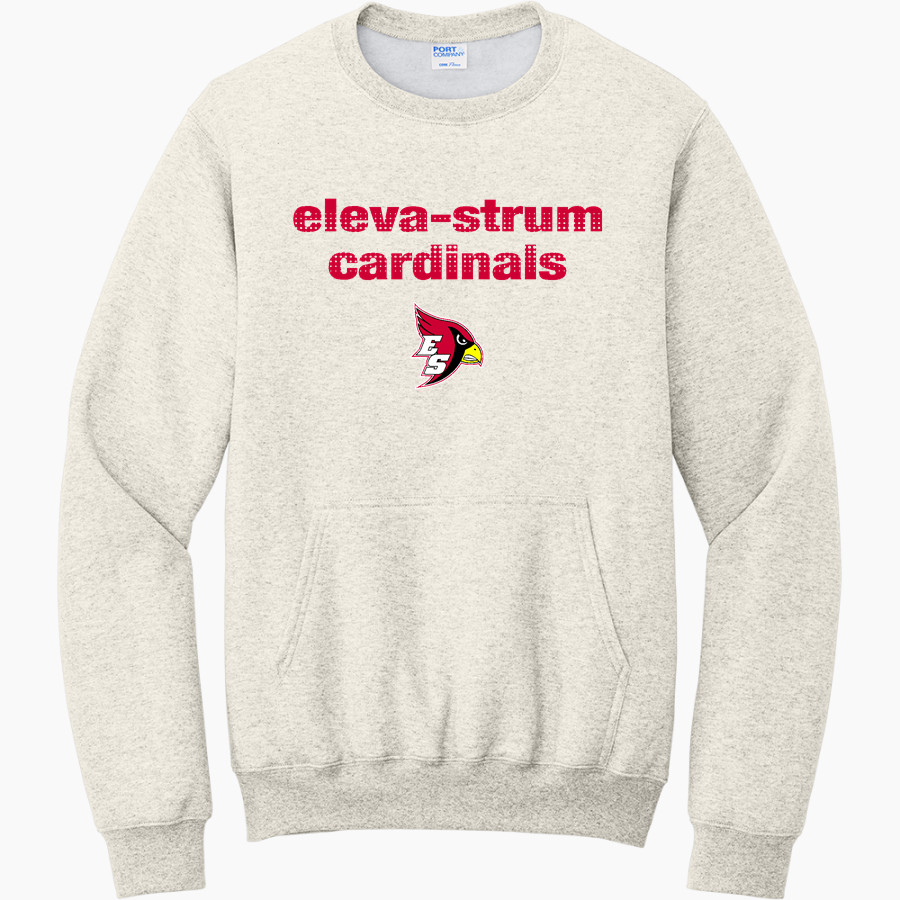 Eleva-Strum Cardinals Port & Company Men's Core Fleece Crewneck Pocket Sweatshirt