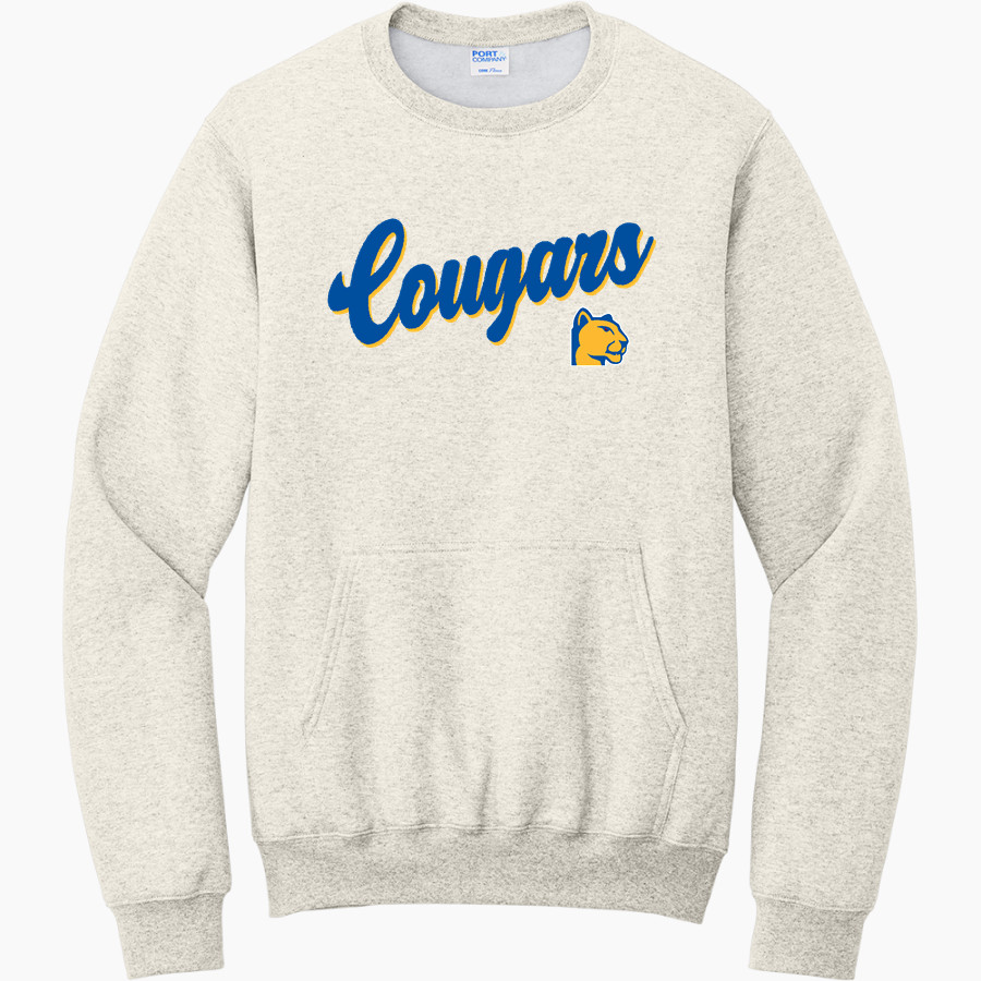 CULBRETH Cougars <span class="pdp-name-mascot">GREY CULBRETH MIDDLE SCHOOL Cougars</span> Port & Company Men's Core Fleece Crewneck Pocket Sweatshirt