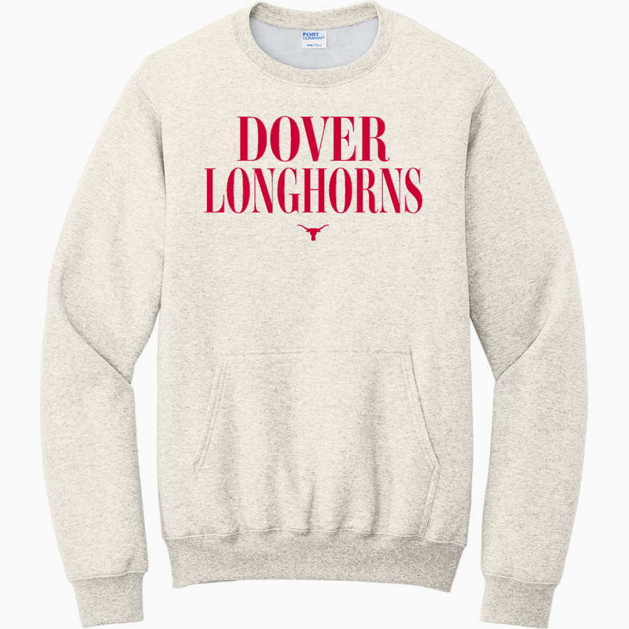 DOVER HIGH SCHOOL LONGHORNS Port & Company Men's Core Fleece Crewneck Pocket Sweatshirt