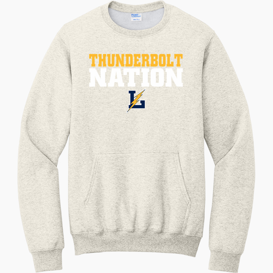 LITTLESTOWN HIGH SCHOOL THUNDERBOLTS Port & Company Men's Core Fleece Crewneck Pocket Sweatshirt
