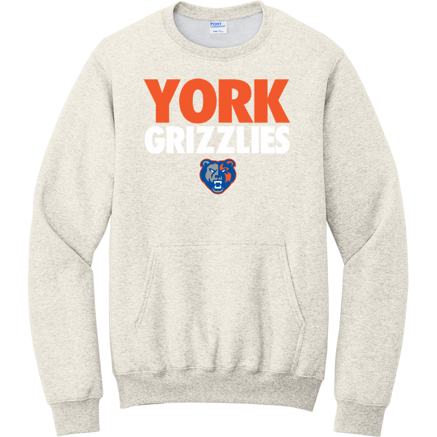 York Grizzlies <span class="pdp-name-mascot">York Junior High School Grizzlies</span> Port & Company Men's Core Fleece Crewneck Pocket Sweatshirt