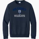 Holy Family Wildcats <span class="pdp-name-mascot">Holy Family Wildcats</span> Port & Company Men's Core Fleece Crewneck Pocket Sweatshirt Front Thumbnail