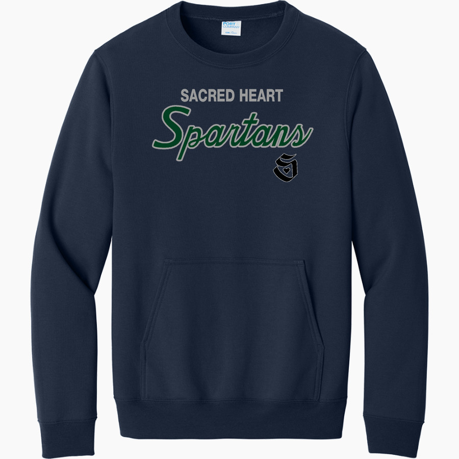 Sacred Heart Spartans Port & Company Men's Core Fleece Crewneck Pocket Sweatshirt