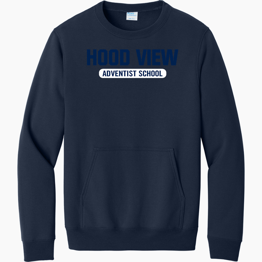 HVAS Hood View Adventist Sch Port & Company Men's Core Fleece Crewneck Pocket Sweatshirt