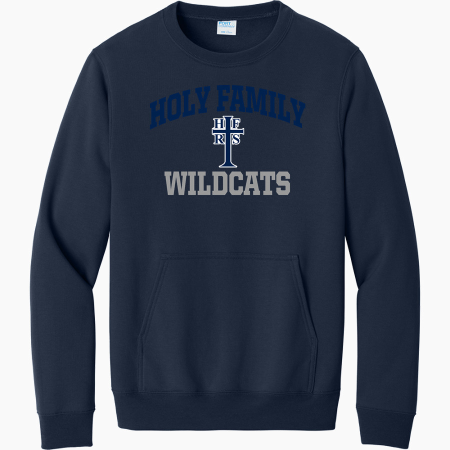 Holy Family Wildcats <span class="pdp-name-mascot">Holy Family Wildcats</span> Port & Company Men's Core Fleece Crewneck Pocket Sweatshirt