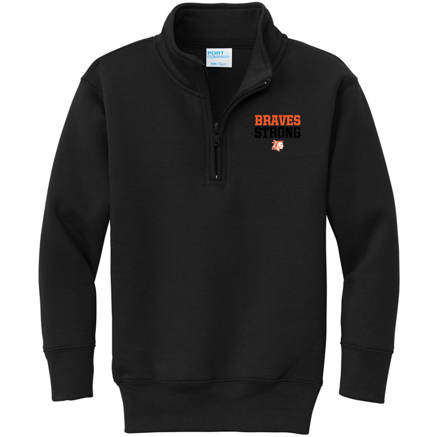 Robert E Clark Braves <span class="pdp-name-mascot">Robert E Clark Braves</span> Port & Company Youth Core Fleece 1/4-Zip Pullover Sweatshirt