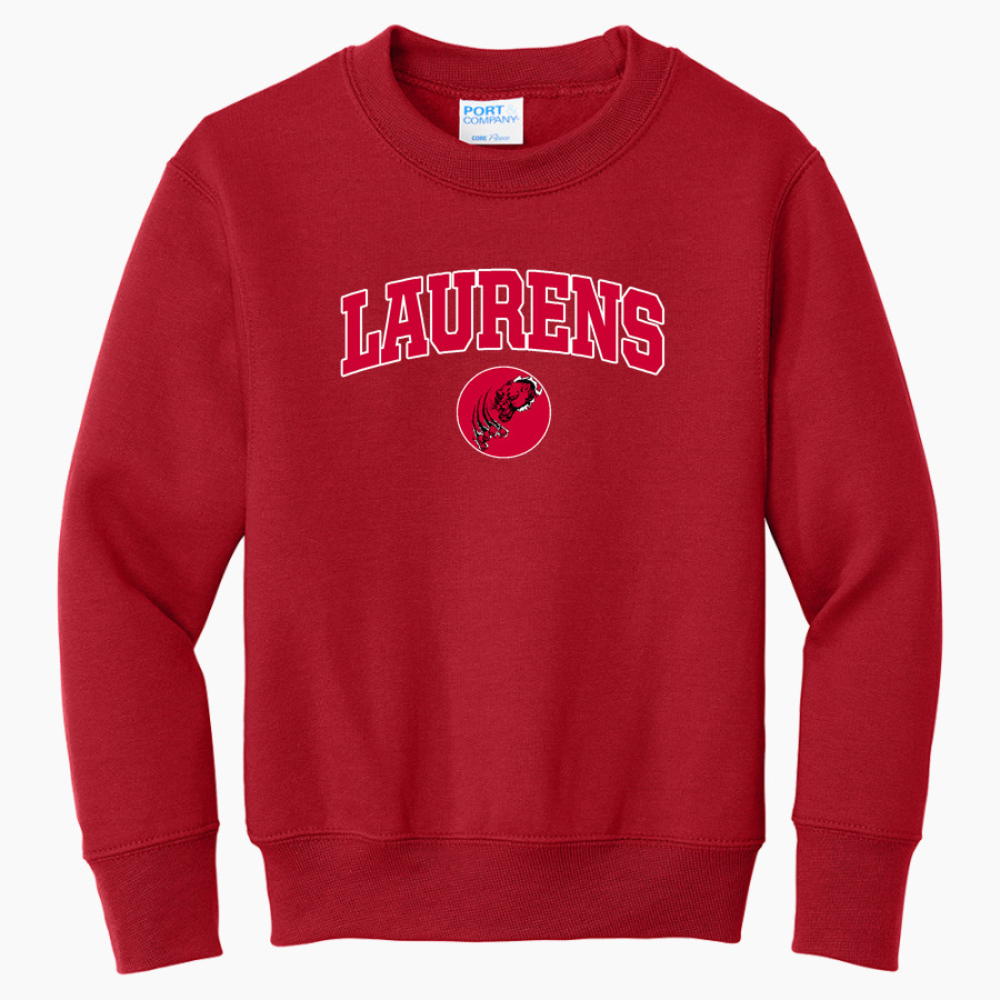 LAURENS CENTRAL SCHOOL LEOPARDS <span class="pdp-name-mascot">LAURENS LEOPARDS</span> Port & Company Youth Core Fleece Crewneck Sweatshirt
