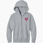 Vassar Brewers <span class="pdp-name-mascot">Vassar College Brewers</span> Port & Company Youth Core Fleece Full-Zip Hooded Sweatshirt Front Thumbnail