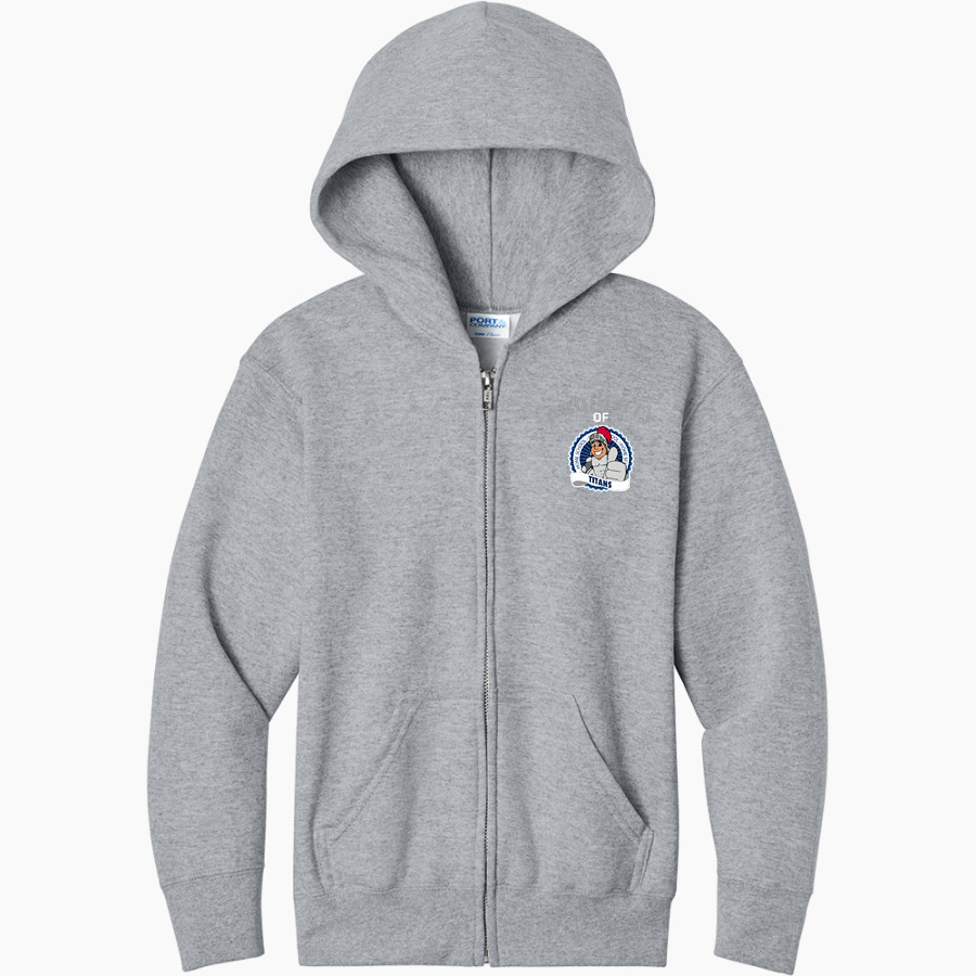 Home Titans <span class="pdp-name-mascot">Home Elementary School Titans</span> Port & Company Youth Core Fleece Full-Zip Hooded Sweatshirt