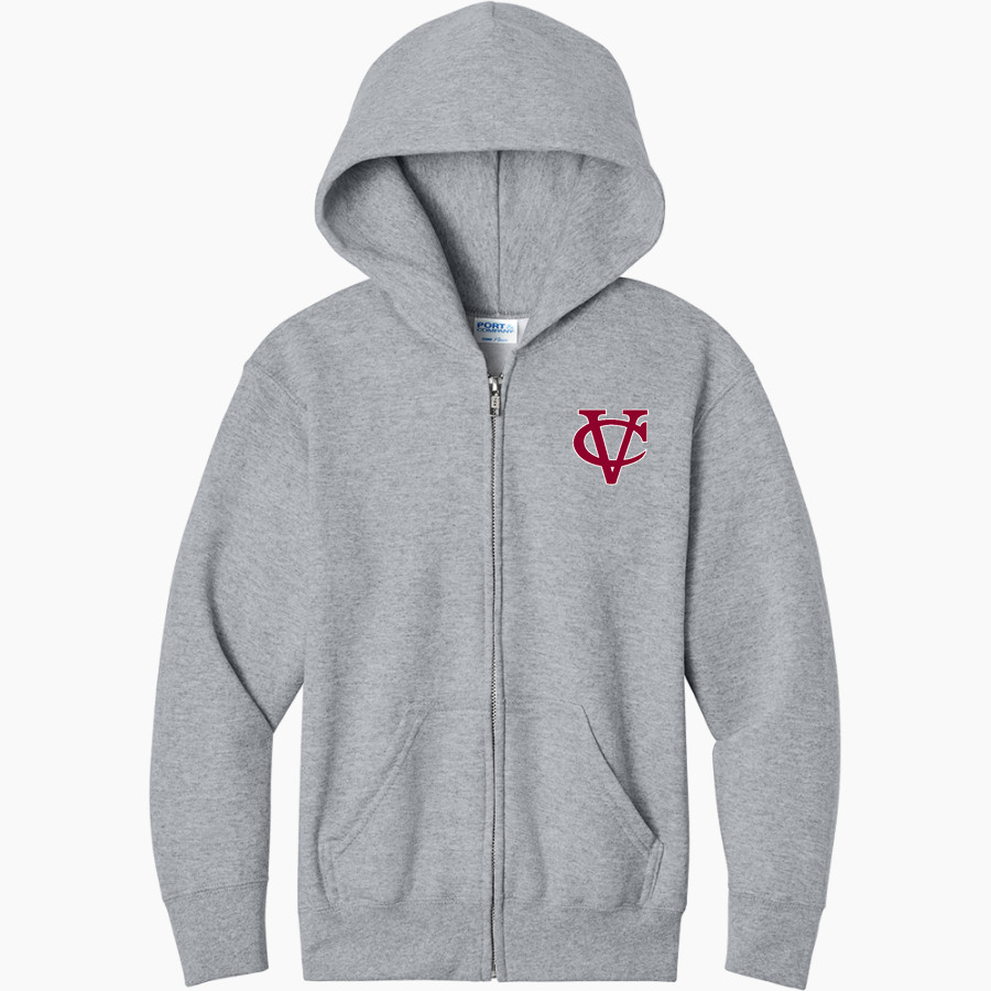 Vassar Brewers <span class="pdp-name-mascot">Vassar College Brewers</span> Port & Company Youth Core Fleece Full-Zip Hooded Sweatshirt