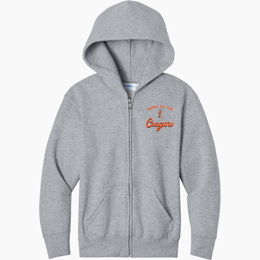 Lassen Community College Cougars <span class="pdp-name-mascot">Lassen Community College Cougars</span> Port & Company Youth Core Fleece Full-Zip Hooded Sweatshirt